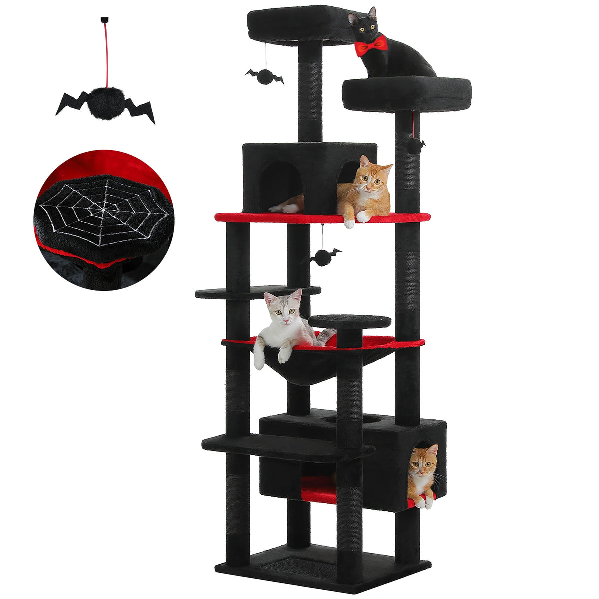 Grote Krabpaal met Hangmat, 8 Niveaus | Sisal Krabpalen & Ruim Kattenhuis, voor Meerdere Katten