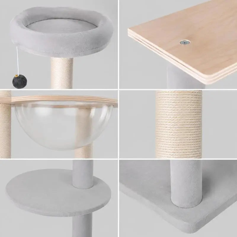 Moderne Kattenboom 112 cm met Transparante Capsule | Stabiele Basis & Sisal Krabpalen voor Binnenkatten